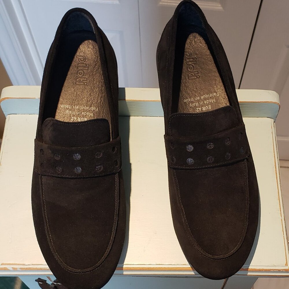 piloti  Men's Black Suede Loafers  Leather sole with grip slides